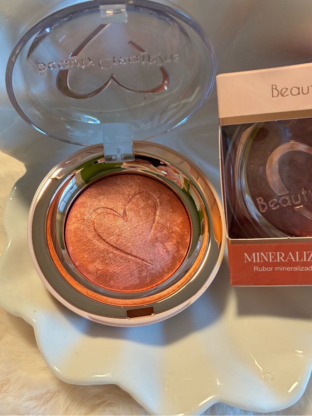 Lot of 2 Beauty Creations Single Pressed Powder Shimmer Blush - peach flame